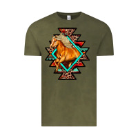 Vintage Olive Aztec Symbol With Horse Vintage Tee - FaDigitalArtStudio