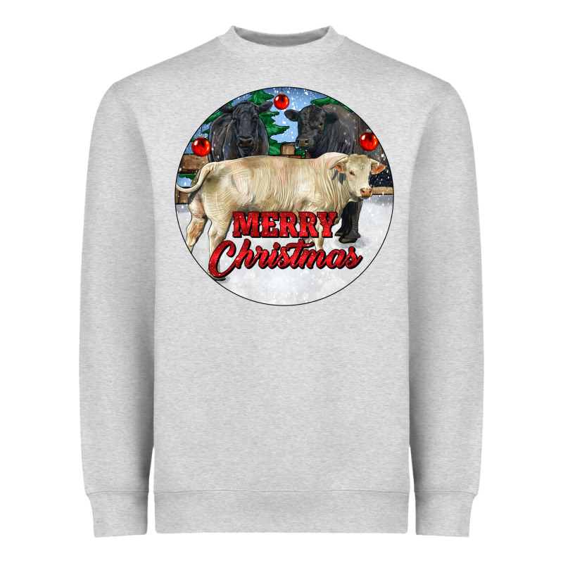 Merry Christmas Charolais Bull Heavyweight Sweatshirt by RanaPortraitStore | Teevron