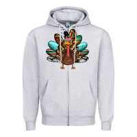 Heather Grey thanksgiving turkey Zipper Hoodie - RanaPortraitStore