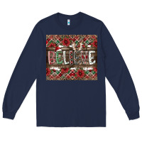 Navy Believe Long Sleeve Tee - CowhideDigitalArt