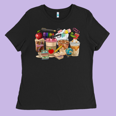Teacher Coffee Cups Ladies Tee Designed By Fadigitalartstudio