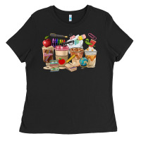 Black Teacher Coffee Cups Ladies Tee - FaDigitalArtStudio