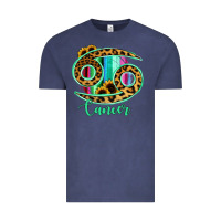 Vintage Denim Cancer Zodiac Sign Sunflower Leopard Serape Vintage Tee - RanaPortraitStore