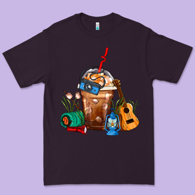 Camping Frappe Coffee Premium Tee Designed By Fadigitalartstudio