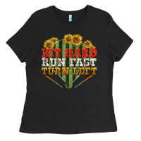 Black hit hard run fast turn left Ladies Tee - BundleAndBundleShop
