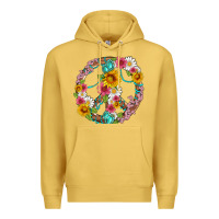 Antique Gold floral peace sign with gemstone Premium Hoodie - Artiststas