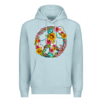 Blue Mist floral peace sign with gemstone Premium Hoodie - Artiststas