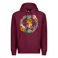 Burgundy floral peace sign with gemstone Premium Hoodie - Artiststas