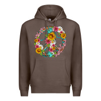 Coffee floral peace sign with gemstone Premium Hoodie - Artiststas