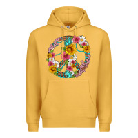 Mustard floral peace sign with gemstone Premium Hoodie - Artiststas