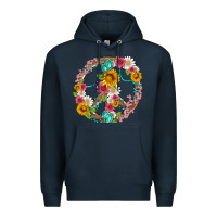Navy floral peace sign with gemstone Premium Hoodie - Artiststas