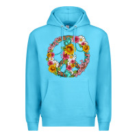 Ocean Blue floral peace sign with gemstone Premium Hoodie - Artiststas