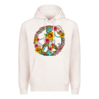 Pale Pink floral peace sign with gemstone Premium Hoodie - Artiststas