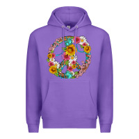 Purple floral peace sign with gemstone Premium Hoodie - Artiststas
