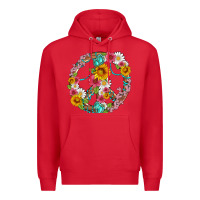 Red floral peace sign with gemstone Premium Hoodie - Artiststas