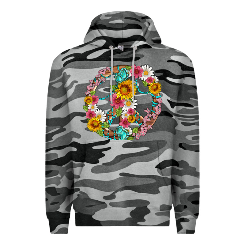Floral Peace Sign With Gemstone Premium Hoodie by Artiststas | Teevron