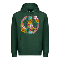 Sports Green floral peace sign with gemstone Premium Hoodie - Artiststas