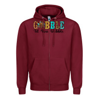 Burgundy gobble til you wobble thanksgiving turkey Zipper Hoodie - RanaPortraitStore
