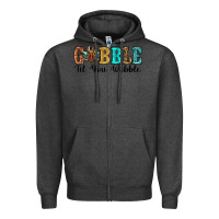Charcoal Heather gobble til you wobble thanksgiving turkey Zipper Hoodie - RanaPortraitStore