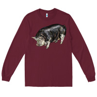 Burgundy poland china pig Long Sleeve Tee - LillyAllenDesigns