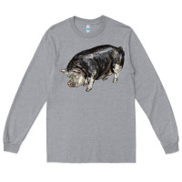 Heather Grey poland china pig Long Sleeve Tee - LillyAllenDesigns