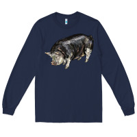 Navy poland china pig Long Sleeve Tee - LillyAllenDesigns