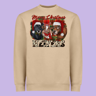 Merry Christmas Heifers Heavyweight Sweatshirt Designed By Ranaportraitstore