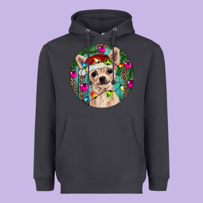 Christmas Chihuahua Heavyweight Hoodie Designed By Ranaportraitstore