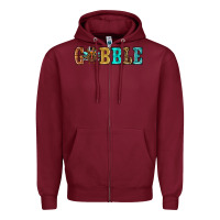 Burgundy gobble thanksgiving turkey Zipper Hoodie - RanaPortraitStore