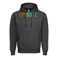 Charcoal Heather gobble thanksgiving turkey Zipper Hoodie - RanaPortraitStore