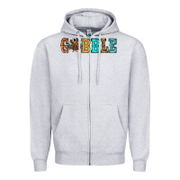 Heather Grey gobble thanksgiving turkey Zipper Hoodie - RanaPortraitStore