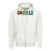 Oatmeal Heather gobble thanksgiving turkey Zipper Hoodie - RanaPortraitStore