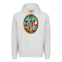 Dove Grey cowhide serape and sunflower cactus Premium Hoodie - Jasminsmagicworld