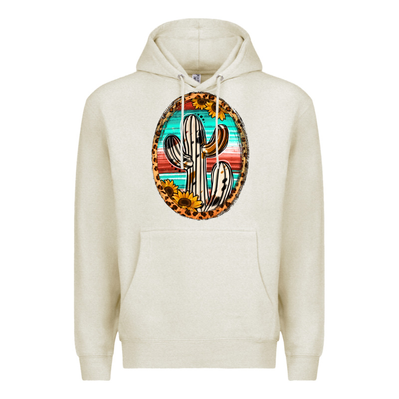 Cowhide Serape And Sunflower Cactus Premium Hoodie by Jasminsmagicworld | Teevron
