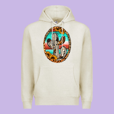 Cowhide Serape And Sunflower Cactus Premium Hoodie Designed By Jasminsmagicworld