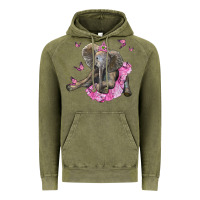Vintage Olive baby elephant with tutu Vintage Hoodie - LillyAllenDesigns