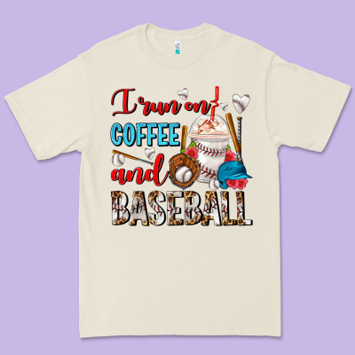 I Run On Coffee And Baseball Frappe Premium Tee Designed By Fadigitalartstudio
