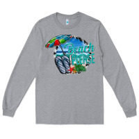 Heather Grey beach please Long Sleeve Tee - CowhideDigitalArt