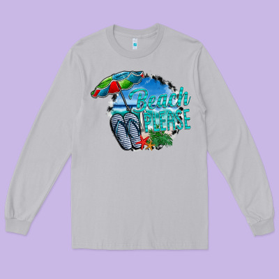 Beach Please Long Sleeve Tee Designed By Cowhidedigitalart