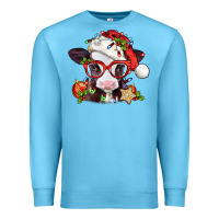 Ocean Blue Christmas baby cow Premium Sweatshirt - Jasminsmagicworld