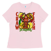 Bubblegum Pink crawfish season Ladies Tee - FaDigitalArtStudio