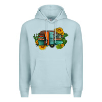Blue Mist caravan sunflowers and cactus Premium Hoodie - Artiststas