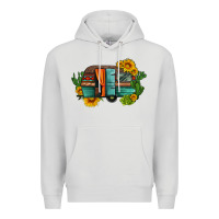 Dove Grey caravan sunflowers and cactus Premium Hoodie - Artiststas