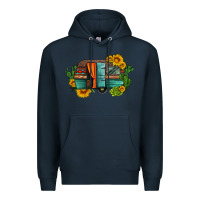 Navy caravan sunflowers and cactus Premium Hoodie - Artiststas