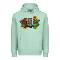 Seafoam caravan sunflowers and cactus Premium Hoodie - Artiststas