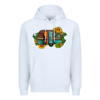 White caravan sunflowers and cactus Premium Hoodie - Artiststas