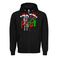 Black two christmas heifers Zipper Hoodie - RanaPortraitStore
