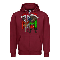 Burgundy two christmas heifers Zipper Hoodie - RanaPortraitStore