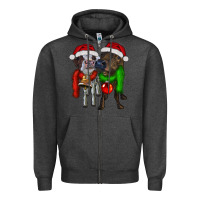 Charcoal Heather two christmas heifers Zipper Hoodie - RanaPortraitStore
