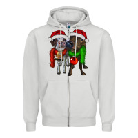Dove Grey two christmas heifers Zipper Hoodie - RanaPortraitStore